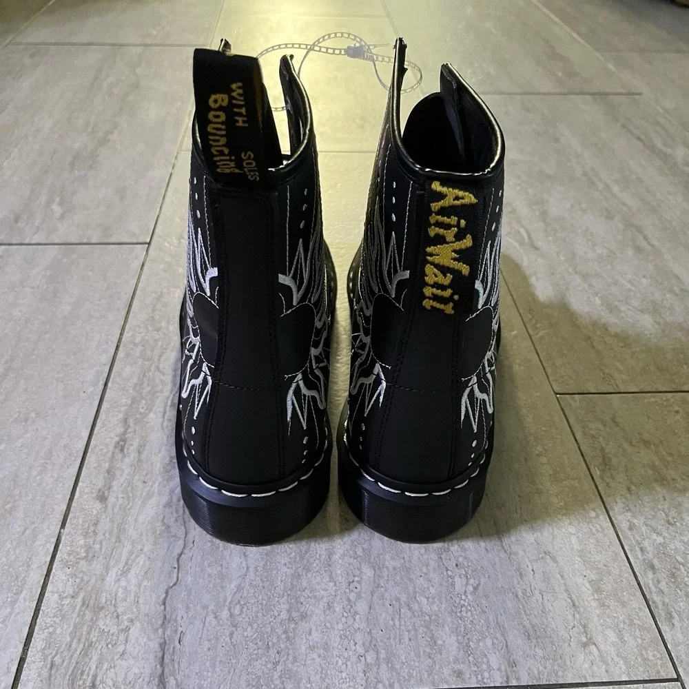 Dr. Martens 1460 Solar Flare Boots Mens Size 12 Black Leather Sun Embroidered